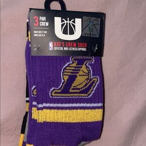 NBA Lakers Kids Crew Socks - Purple, Yellow, Black